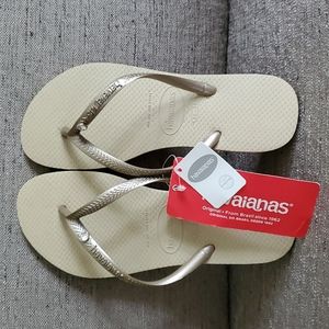 Havaianas Slim Crystal Glam Flip Flops SZ 6